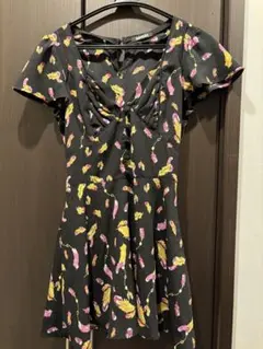 スパイラルガール　フラワープリント 半袖ミニワンピース