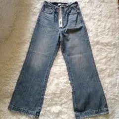 MOUSSY ジップデザイン ルーズ フレア デニム