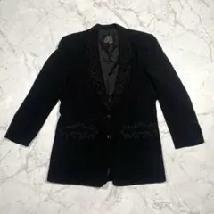 【高級】伊太利屋 GK コード刺繍 ジャケット 黒 13号 XL キュプラのサムネイル