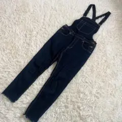 【美品】JEANASIS デニムスリムサロペット　インディゴ　ストレッチ　F
