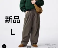 新品 GU ジーユー バレルレッグプルオンパンツ Q オリーブ L