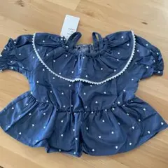 ネイビー ハート柄 チュニック 110cm