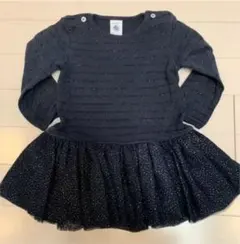 プチバトー ラメチュールワンピース 12m/74cm