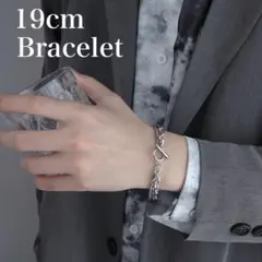 チタン製 トグルブレスレット シルバー 2連チェーン 19cm ユニセックス