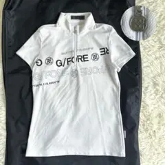美品✨ジーフォア　半袖モックネックシャツ　ハーフジップ　ロゴデザイン　メッシュ ジーフォア ゴルフ ハーフジッパー モックネック 半袖 サイズ40 - メルカリ