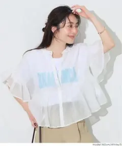 coca　シアーフリルブラウス　ホワイト　M