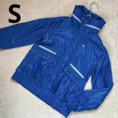 adidas originals ナイロンジャケット　青　S フード付き