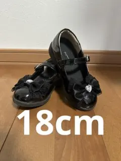 黒いリボン付きフォーマルシューズ 18cm 卒園式 入学式 靴