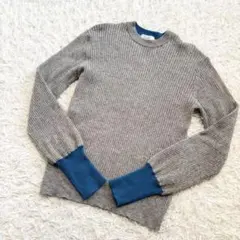 配色ニット　リブニット　長袖ニット　Lサイズ