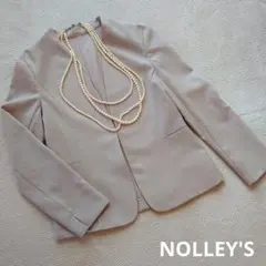 [美品]NOLLEY'S 薄ベージュ ノーカラージャケット ノーリーズ