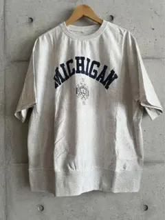 【未使用】MICHIGAN カレッジロゴ 半袖T L古着