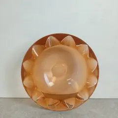 アンバーガラス 灰皿 琥珀色 カッティング 小物入れ マルチトレイ 昭和レトロ