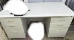 スチール製 両袖机 オフィスデスク 事務机 チェアセット 手渡し限定