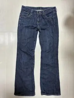 ダークブルー　紺 フレアデニムパンツ　GU