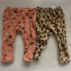 K*A様 食べ物プリントオレンジパンツとヒョウ柄ベージュパンツセット