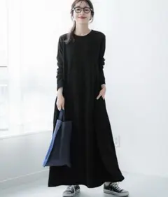 coca エンボス加工Aラインフレアワンピース