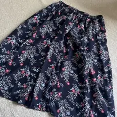 GLOBAL WORK ネイビー 花柄 フレアスカート 即買い優先 ベルト付き