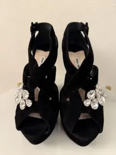 MIUMIUビジューヒールサンダル