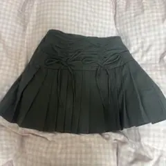 リボン付き プリーツミニスカート ブラック
