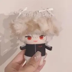 【白キラマロンf】にじぱぺっと　ぬい帽子　ぬい服　ネコ耳　ニット帽 10cmぬい