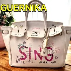 guernika(ゲルニカ)グラフィティアート ホワイトハンドバッグ SOLD}guernika ゲルニカ Cube Bag / size L / White{GR-CB-1-BES