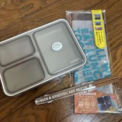 FOOD MAN600mlクリアグレー立てて運べるお弁当箱専用ケース箸セットのサムネイル