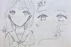 おまけ付き❗️手描きイラスト 萌え絵 地雷 量産 セーラー服 学生 可愛い 女の子