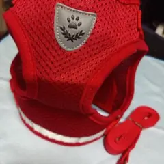 猫　犬　ハーネス　Lサイズ　レッド　リード　散歩　　ペット用品　メッシュ