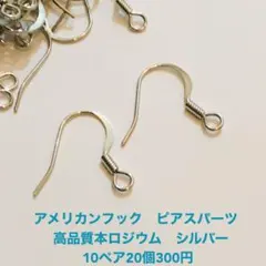 アメリカンフックピアス　高品質本ロジウム　シルバー