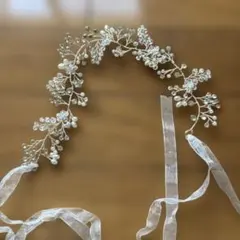 ウェディング ヘッドドレス 花とパール
