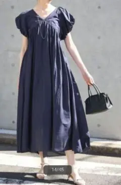 SLOBE　IENAコットンボイルバルーンワンピース ネイビー　38