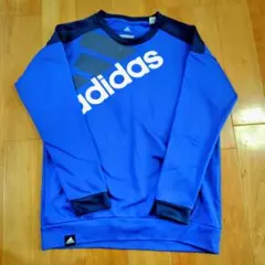 adidas 裏起毛トレーナー 青色 ロゴ入り　160