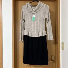 ケーブル柄ニットドッキングワンピースです。