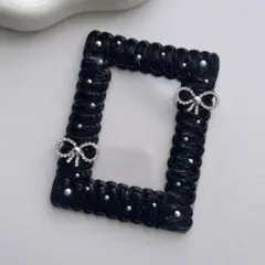 ホイップデコ　硬質トレカケース　y2k キラキラリボン　ブラック