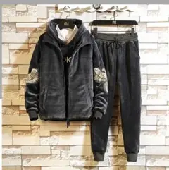 メンズジャージ パーカー スウェッ パンツ刺绣 ベスト 三点セット スポーツウェ