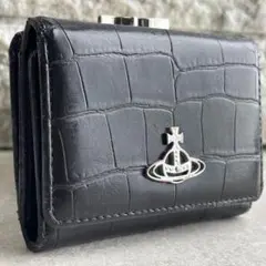 【激レア 良品】ヴィヴィアンウエストウッド　折財布　がま口　オーブ　クロコ型押し