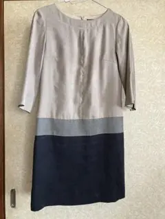 メ5315 【美品】23区★上品！バイカラー風デザイン　膝丈ワンピース36