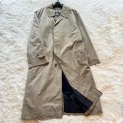 バーバリー　ステンカラーコート　ライナー付き　ノバチェック　カーキ　比翼ボタン