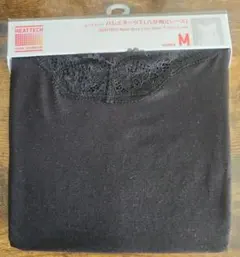 ユニクロ　ヒートテック　バレエネックT (八分袖)(レース)　黒