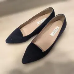 MODE ET JACOMO ネイビー スエード パンプス