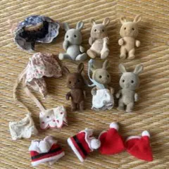 シルバニアファミリー うさぎ 赤ちゃん 6体 洋服 着替え