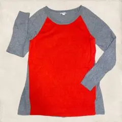 Gap ギャップ オレンジ・グレー 長袖トップス 薄手ニット カットソー M