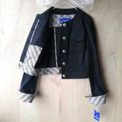 新品　バーバリー　三陽商会　ストレッチ　ノーカラー　ブラック　ジャケット