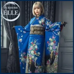 振袖フルセット(9点)・成人式・ロイヤルブルー・西洋ゴシック・金銀彩加工・正絹
