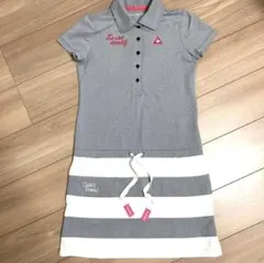 ルコック 半袖ゴルフワンピース　M レディースゴルフウェア　グレー&ホワイト