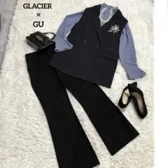 セレモニー 3点セット✨入園式　入学式　卒業　卒園　ジレ　ママスーツ★黒　青　L