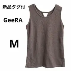新品タグ付　GeeRA ワッフル バックオープン タンクトップ ブラウン Mのサムネイル