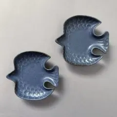 美濃焼　トリ　鳥　バード　小皿　紺　2枚