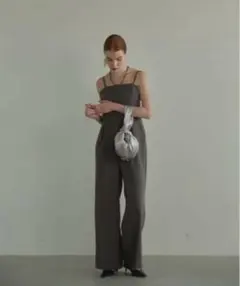 ANDRESD ダブルクロスオールインワンドレス　チャコールグレー　Mサイズ