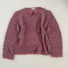 80s レトロ 透かし編み 薄手 ニット セーター カットソー レナウン